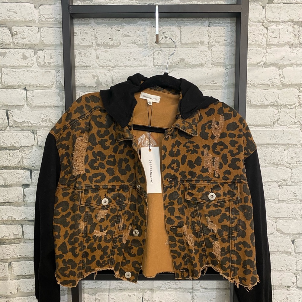 Running With It Denim Jacket - Leopard